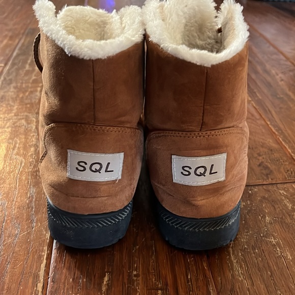 SQL Chestnut Brown Suede Faux Fur Lined Lace-Up Winter Boots. EU Size 40. - Picture 9 of 10